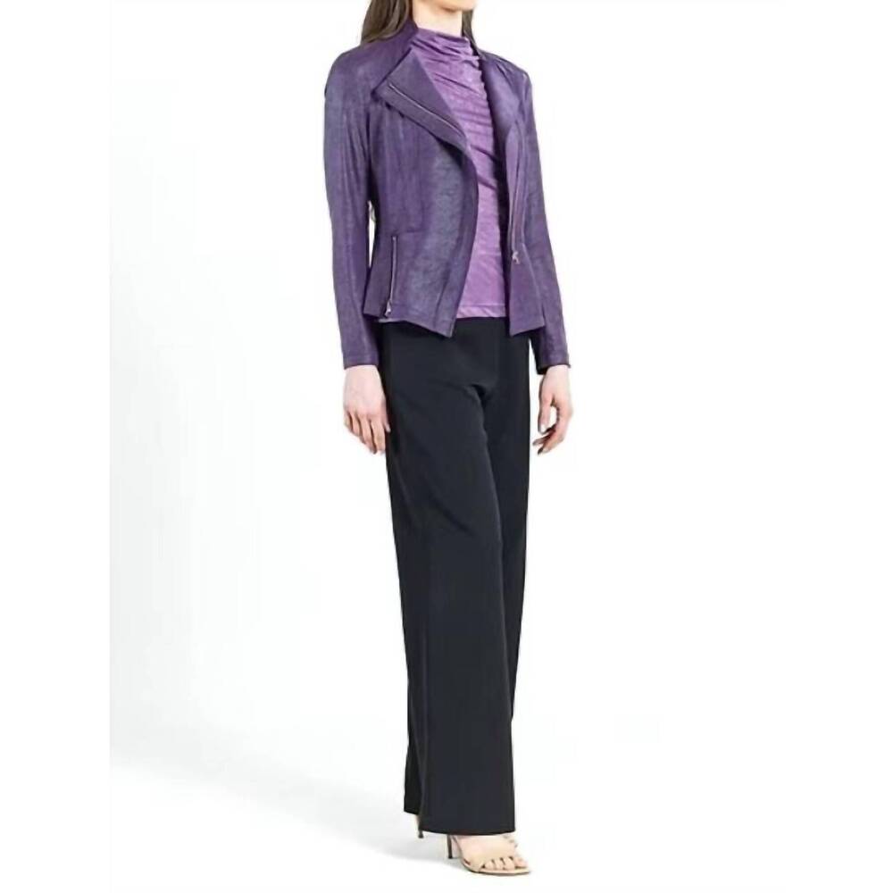 NEW CLARA SUNWOO liquid leather signature jacket in eggplant